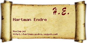 Hartman Endre névjegykártya
